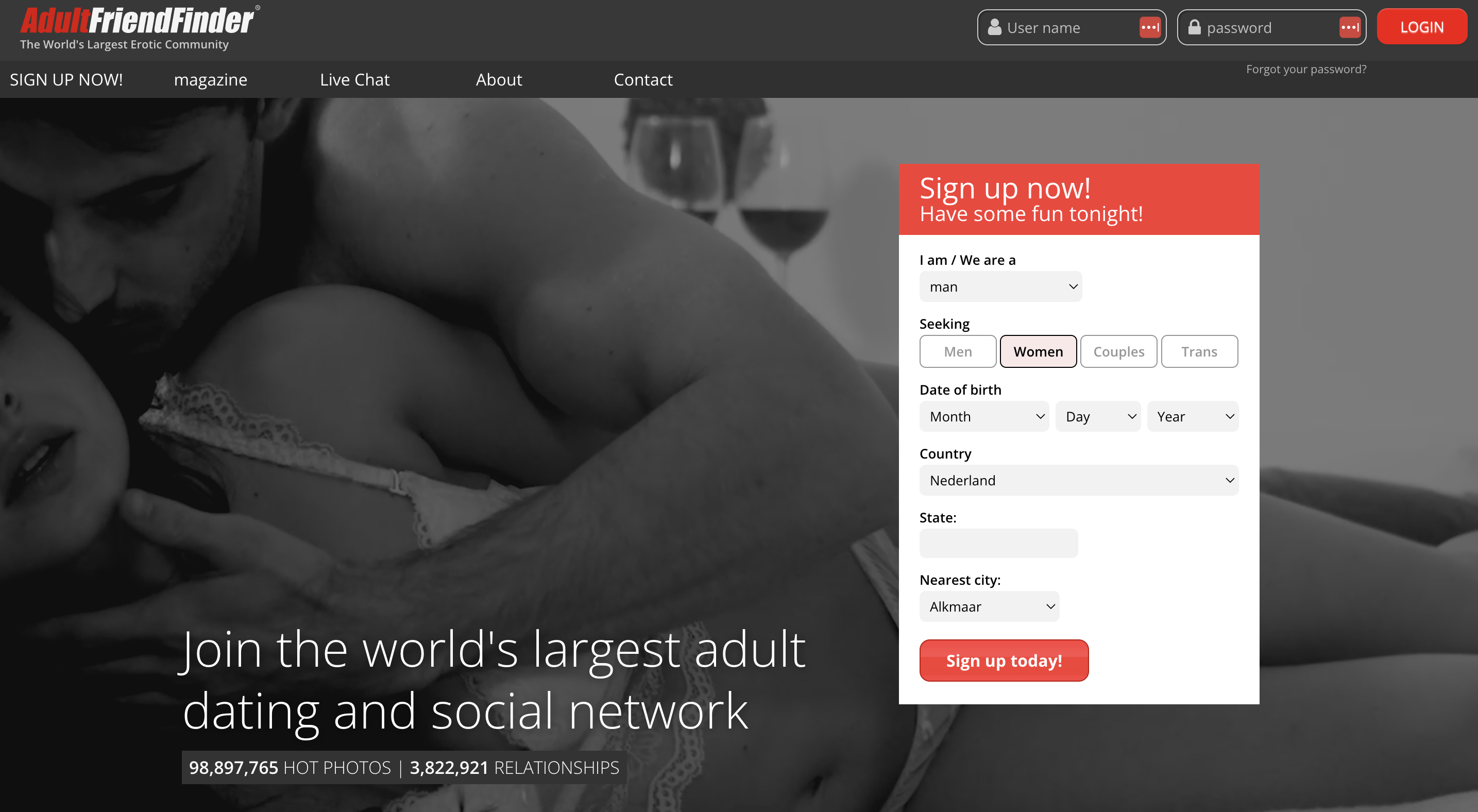 AdultFriendFinder website